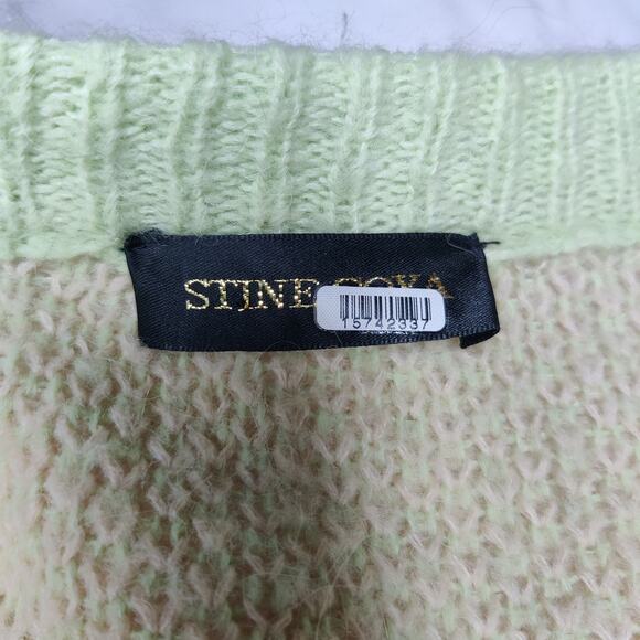 Stine Goya Amara Checker Pastel Green Peach Alpaca Knit Cardigan Sweater Medium - Picture 10 of 15